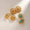 Wholesale Stainless Steel Geometric Sunflower Inlaid Turquoise Earrings With Electroplating