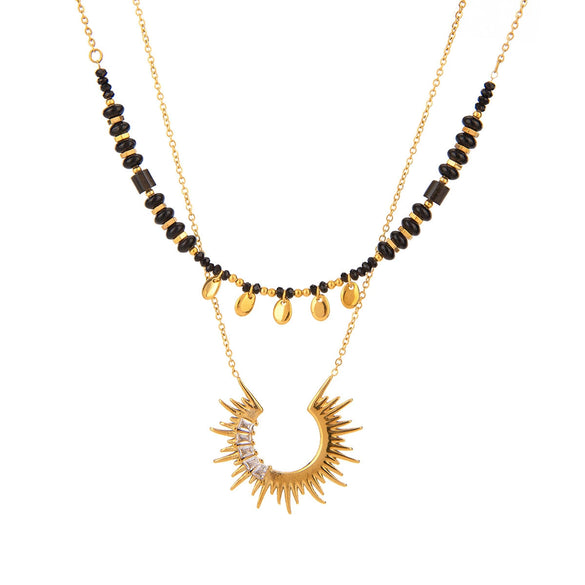 Wholesale Stainless Steel Geometric Sunflower Pendant Necklace With Electroplating For Women