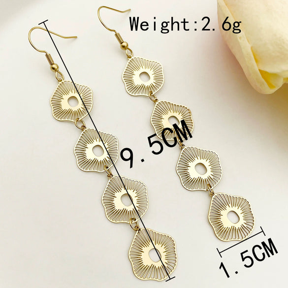 Wholesale Stainless Steel Geometric Tassel Earrings Cold Style Simple Irregular Exaggerated Hollow Electroplated For Women