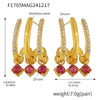 Wholesale 316L Stainless Steel Geometric Tassel Earrings Electroplated 18K Real Gold For Women Light Luxury Style With White Zircon