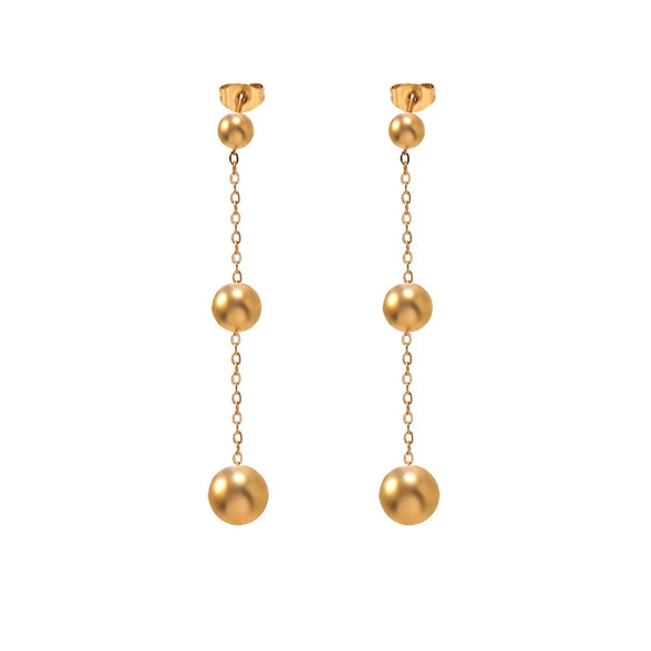 Wholesale Stainless Steel Geometric Tassel Earrings 18K Gold Plated For Women Light Luxury Style