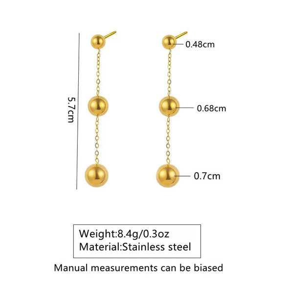 Wholesale Stainless Steel Geometric Tassel Earrings 18K Gold Plated For Women Light Luxury Style