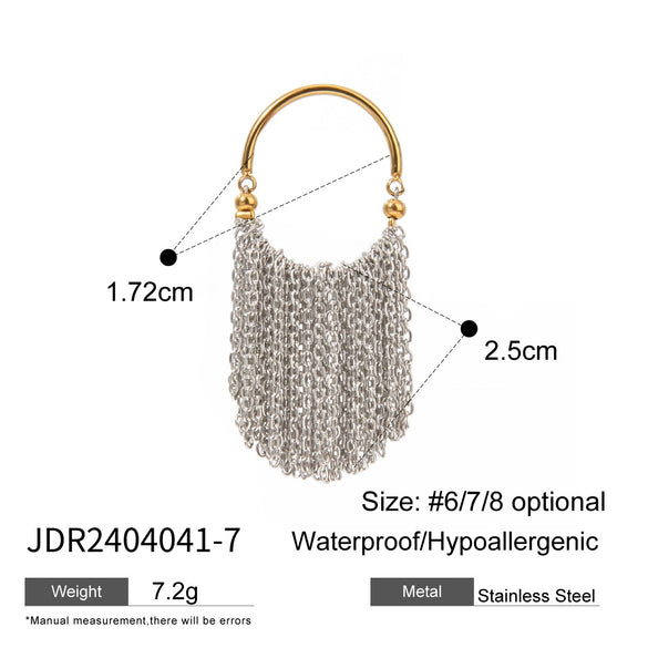 Wholesale Stainless Steel Geometric Tassel Earrings With Electroplating Light Luxury Design For Women