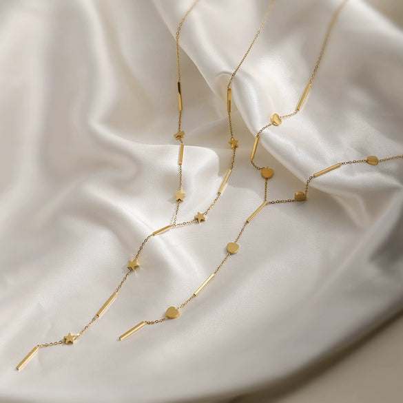 Wholesale Stainless Steel Geometric Tassel Necklace 18K Gold Plated