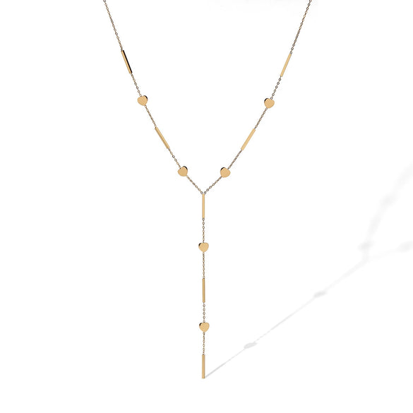 Wholesale Stainless Steel Geometric Tassel Necklace 18K Gold Plated