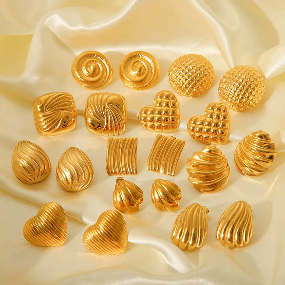 Wholesale Stainless Steel Geometric Textured Stud Earrings For Women With Electroplating