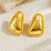 Wholesale Stainless Steel Geometric Three Dimensional Irregular Triangle Bread Pattern Electroplated Women's Earrings