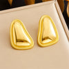 Wholesale Stainless Steel Geometric Three Dimensional Irregular Triangle Bread Pattern Electroplated Women's Earrings