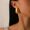 Wholesale Stainless Steel Geometric Three Dimensional Irregular Triangle Bread Pattern Electroplated Women's Earrings