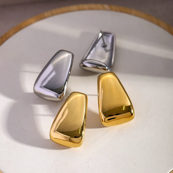 Wholesale Stainless Steel Geometric Trapezoidal Electroplated Women's Earrings