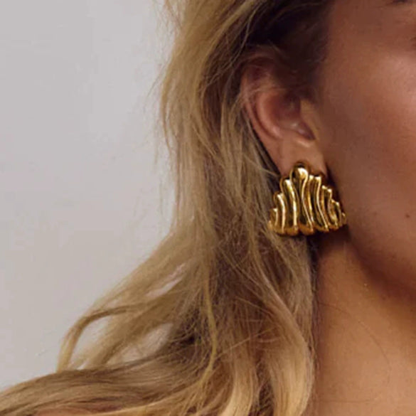 Wholesale Stainless Steel Geometric Triangle Earrings Electroplated Light Luxury Jewelry For Women