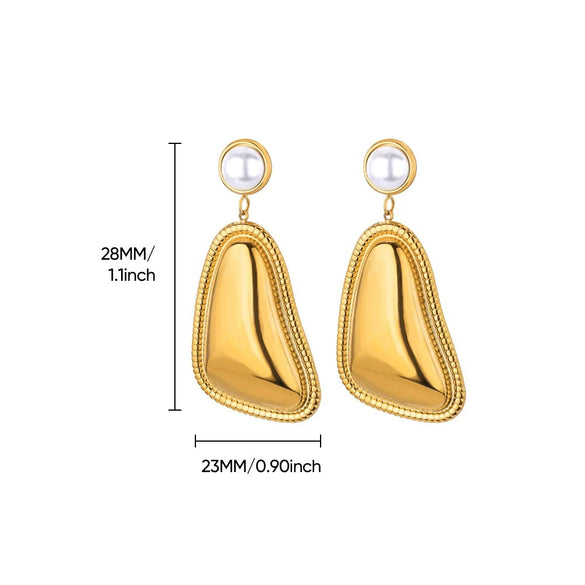 Wholesale Stainless Steel Geometric Triangle Pattern Edge Ring Earrings With Electroplating Jewelry