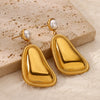 Wholesale Stainless Steel Geometric Triangle Pattern Edge Ring Earrings With Electroplating Jewelry