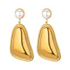 Wholesale Stainless Steel Geometric Triangular Bread Pattern Edge Hoop Earrings 18K Gold Electroplated Nonfading Jewelry