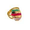 Wholesale Stainless Steel Geometric Twill Oval Open Adjustable Ring With Electroplating