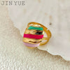 Wholesale Stainless Steel Geometric Twill Oval Open Adjustable Ring With Electroplating