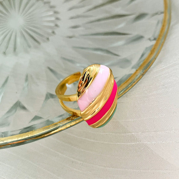 Wholesale Stainless Steel Geometric Twill Oval Open Adjustable Ring With Electroplating