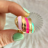 Wholesale Stainless Steel Geometric Twill Oval Open Adjustable Ring With Electroplating