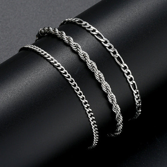 Wholesale Stainless Steel Geometric Twist Chain Bracelet 7Piece Set Electroplated Unisex