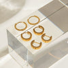 Wholesale Stainless Steel Geometric Twist Ear Buckle Earrings Three Pair Set Electroplated For Women