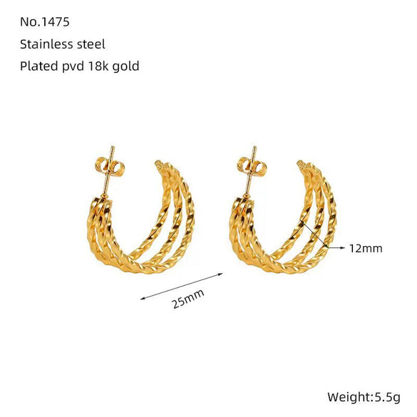 Wholesale Stainless Steel Geometric Twist Earrings For Women With Electroplating Design