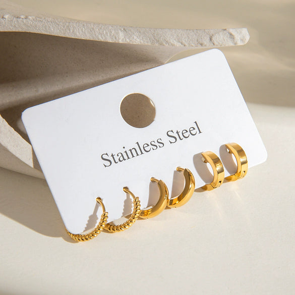 Wholesale Stainless Steel Geometric Twist Earrings With Electroplating For Women