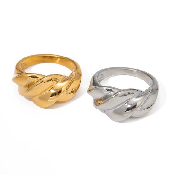 Wholesale Stainless Steel Geometric Twist Ring Electroplated Hand Jewelry For Women