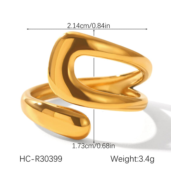 Wholesale Stainless Steel Geometric Twisted Irregular Rings Electroplated Hand Jewelry For Women