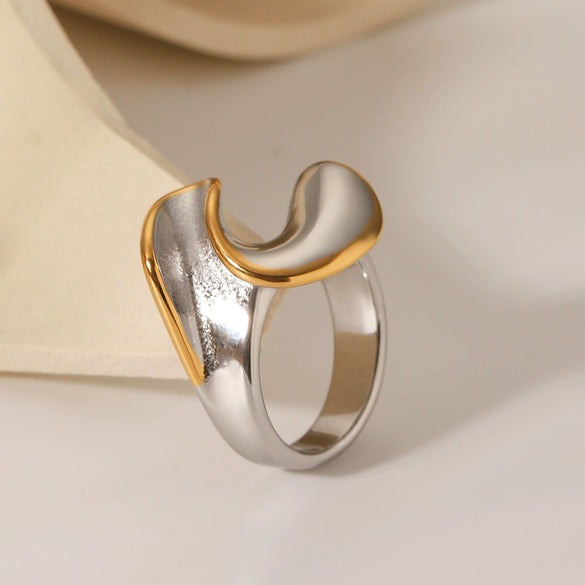 Wholesale Stainless Steel Geometric Twisted Irregular Rings Electroplated Hand Jewelry For Women