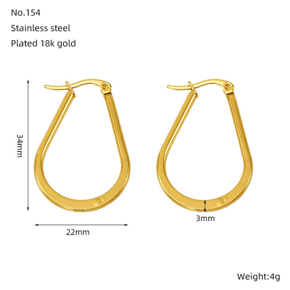 Wholesale 316L Stainless Steel Geometric U Shaped Electroplated Earrings For Women