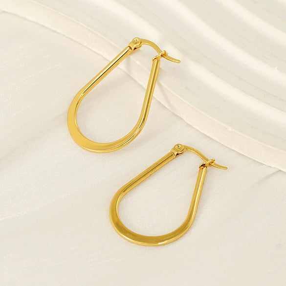 Wholesale 316L Stainless Steel Geometric U Shaped Electroplated Earrings For Women