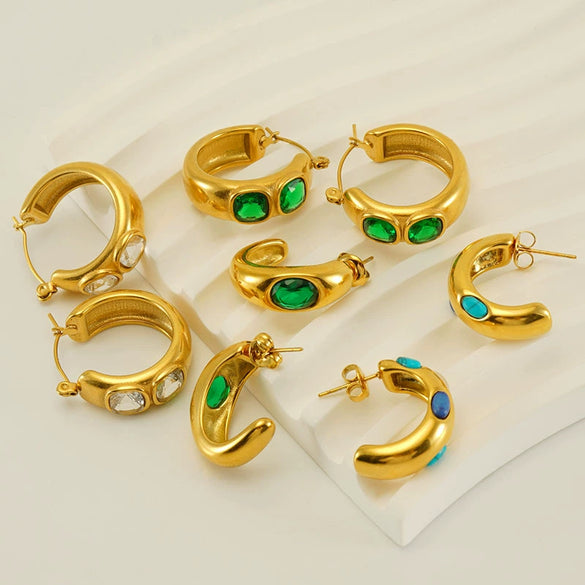 Wholesale 316L Stainless Steel Geometric Ushape Electroplated Retro Light Luxury Simple Fashion Women's Earrings