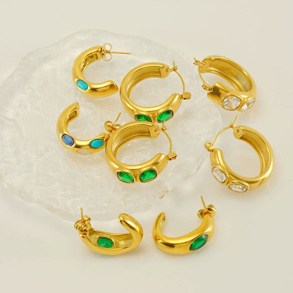 Wholesale 316L Stainless Steel Geometric Ushape Electroplated Retro Light Luxury Simple Fashion Women's Earrings