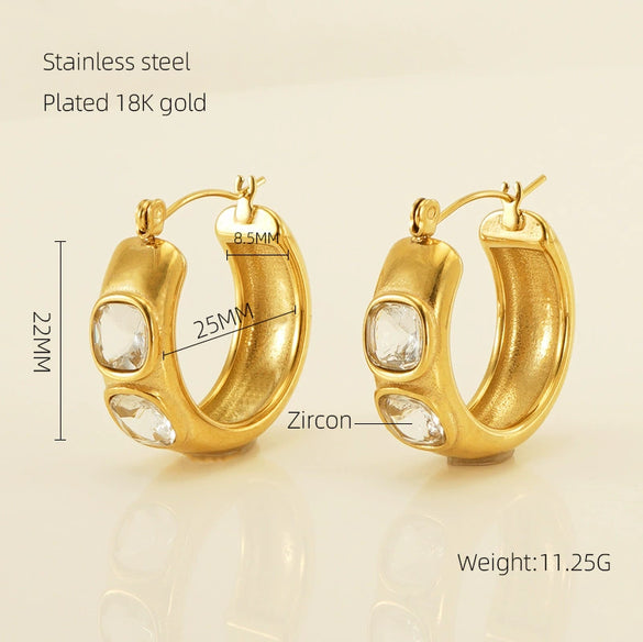 Wholesale 316L Stainless Steel Geometric Ushape Electroplated Retro Light Luxury Simple Fashion Women's Earrings