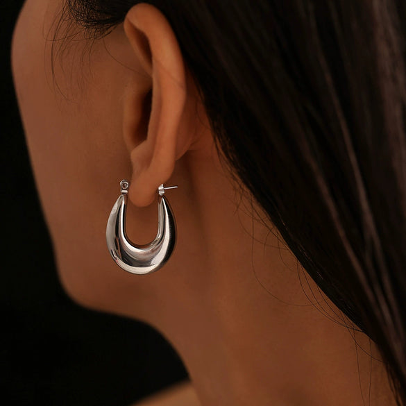 Wholesale Stainless Steel Geometric Ushaped Electroplated Gold Women's Earrings