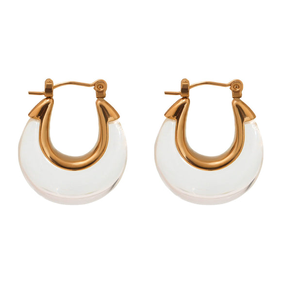 Wholesale 316L Stainless Steel Geometric Ushaped Resin Earrings With Color Retaining Ear Buckle And Electroplating Process For Women