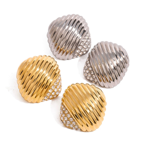 Wholesale Stainless Steel Geometric Vintage Style Square Thread Diamond Earrings Jewelry