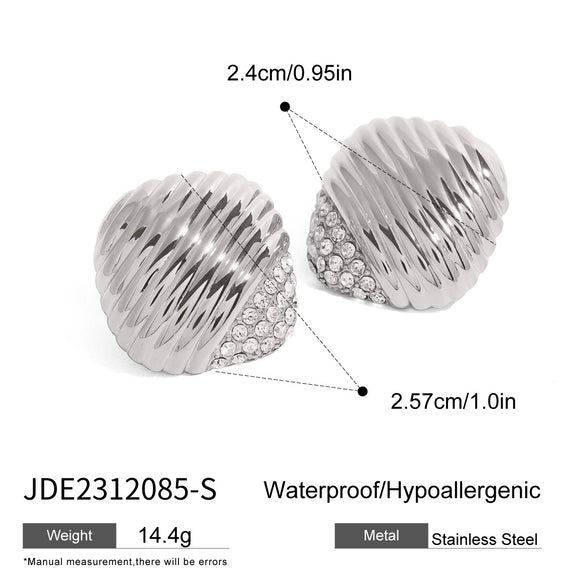 Wholesale Stainless Steel Geometric Vintage Style Square Thread Diamond Earrings Jewelry