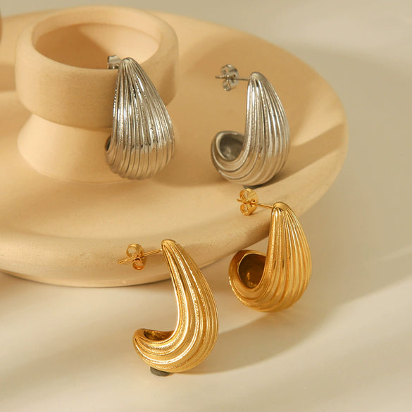 Wholesale Stainless Steel Geometric Water Drop Earrings Electroplated For Women