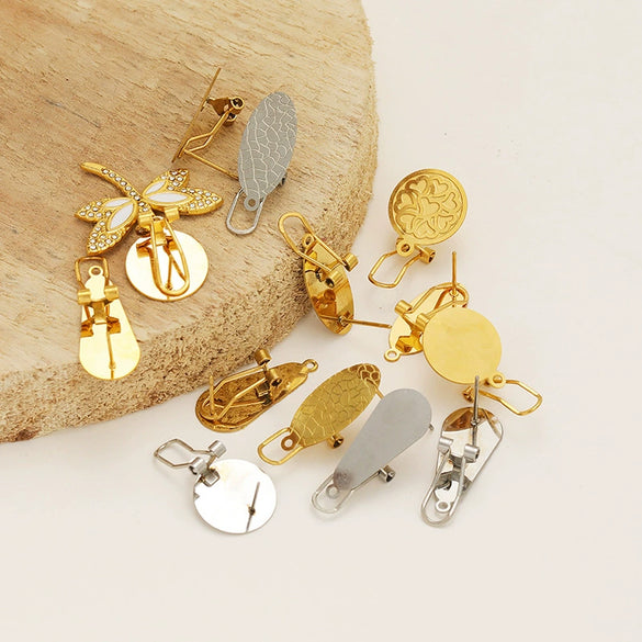 Wholesale Stainless Steel Geometric Water Drop Painting Ear Clip Jewelry