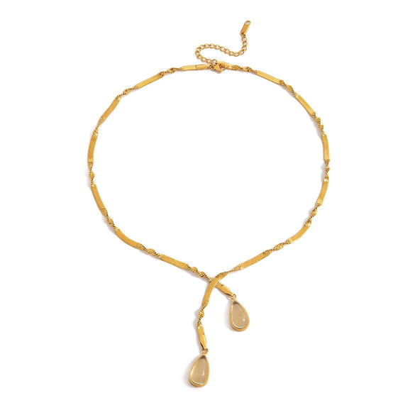 Wholesale Stainless Steel Geometric Water Drop Pendant Necklace With Electroplating For Women