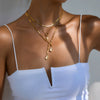 Wholesale Stainless Steel Geometric Water Drop Pendant Necklace With Electroplating For Women