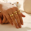 Wholesale Stainless Steel Geometric Water Drop Smooth Ring 18K Goldplated For Unisex Stackable
