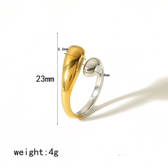 Wholesale Stainless Steel Geometric Water Drop Smooth Ring 18K Goldplated For Unisex Stackable