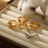 Wholesale Stainless Steel Geometric Water Drop Smooth Ring 18K Goldplated For Unisex Stackable