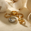 Wholesale Stainless Steel Geometric Water Drop Smooth Ring 18K Goldplated For Unisex Stackable