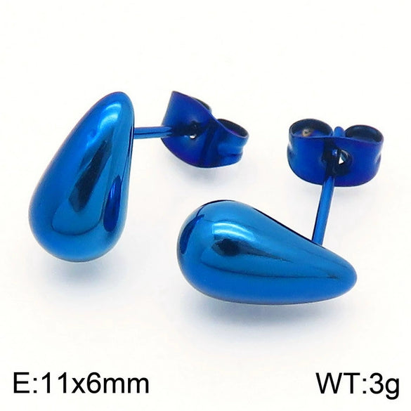 Wholesale Stainless Steel Geometric Water Drop Stud Earrings And Solid Necklace With Electroplating