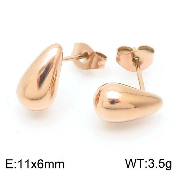 Wholesale Stainless Steel Geometric Water Drop Stud Earrings And Solid Necklace With Electroplating