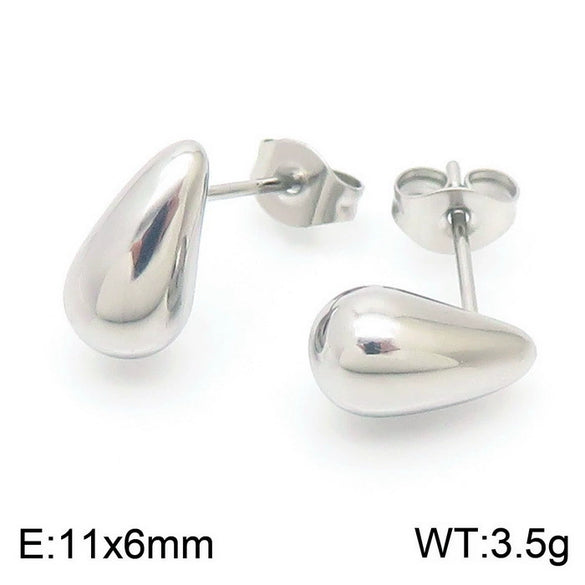 Wholesale Stainless Steel Geometric Water Drop Stud Earrings And Solid Necklace With Electroplating