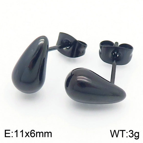 Wholesale Stainless Steel Geometric Water Drop Stud Earrings And Solid Necklace With Electroplating